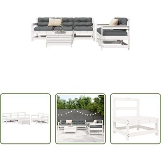 vidaXL vidaXL Mobili da esterno - Set Divani da Giardino 6 pz Bianco in Legno Massello di Pino
