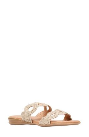 Andr&eacute; Assous Nizzie Double Strap Slide Sandal in Natural/Platino at Nordstrom, Size 11