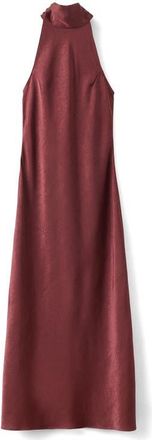 Mango Sleeveless Crinkle Satin Maxi Dress in Burgundy at Nordstrom, Size 10