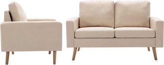 vidaXL Vidaxl - Juego De Sof&aacute;s De 2 Piezas Tela Color Crema
