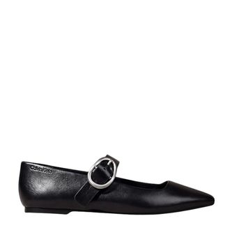 Calvin Klein Schoenen, Dames, Zwart, 40 EU, Katoen, Squared Ballerina MJ LTH HDW