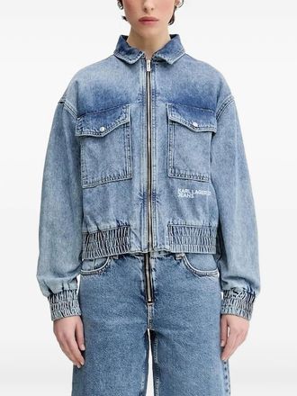 Karl Lagerfeld zip-front denim jacket - women - Organic Cotton/Cotton - L - Blue