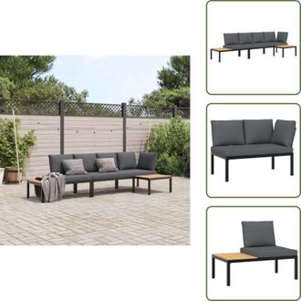 vidaXL Cuscino da giardino - vidaXL Set Divani da Giardino 3 pz con Cuscini in Alluminio Nero - Divano da esterno