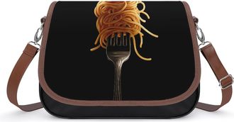 Generic Pasta Spaghetti Tomatoes Noodles Italian Food Womens Crossbody Bag Fashion Shoulder Handbags Message Tote Bag with Adjustable Strap