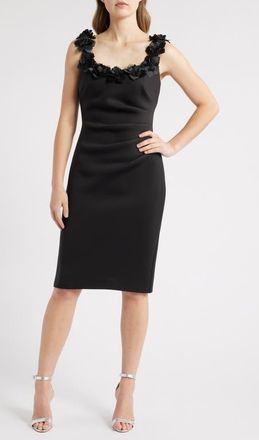 Eliza J Floral Ruched Cocktail Dress in Black at Nordstrom, Size 12