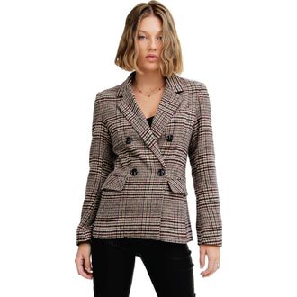 Belle & Bloom Piccadilly Wool Blend Plaid Blazer in Oat at Nordstrom, Size X-Large Au