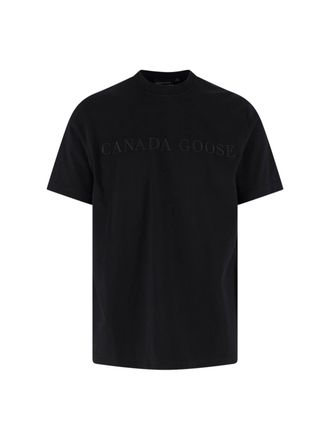 Canada Goose Black Short-Sleeve Embossed Cotton Logo T-Shirt