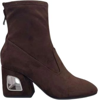 Jeannot Tronchetto - Dames - Laarzen met Hak - Bruin - 37 EU - Su&egrave;de - Schoenen