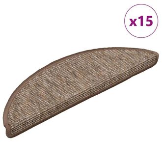 Berkfield Home Stair Mats Self-adhesive 15 pcs 56x17x3 cm Light Brown | Size: Medium