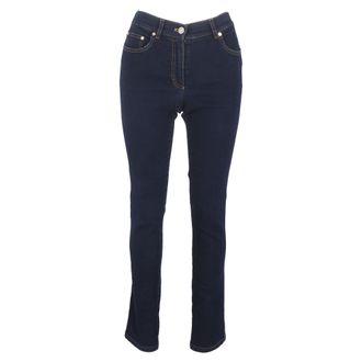 Escada High-Rise Slim-Fit Jeans in Blue Cotton Denim