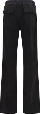 Rick Owens Mens Dietrich Drawstring Pants Brushed Twill Black Cotton Trousers
