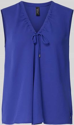 Marc Cain Regular Fit Bluse mit Zierschleife in Royal, Gr&ouml;&szlig;e 34