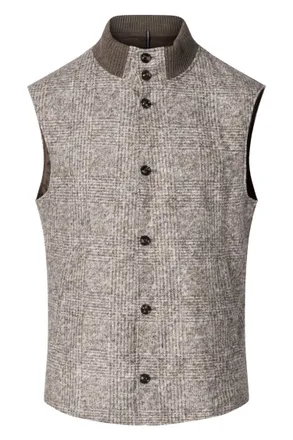 Joop Mens Wermut Waistcoat In Olive Glen Check