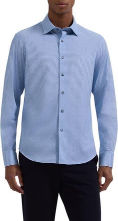 Bugatchi James OoohCotton Geo Print Button-Up Shirt in Air Blue at Nordstrom, Size Xxx-Large