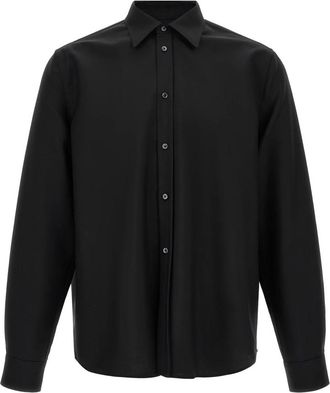Jil Sander 240 Mohair Wool Canvas Shirt - Heren - Casual Overhemden - Zwart - 2XL - Wol - Overhemden