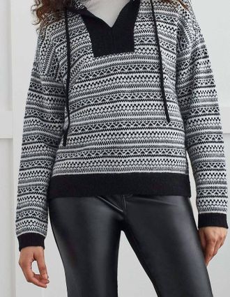 Tribal Long Sleeve Hoodie Sweater In Black