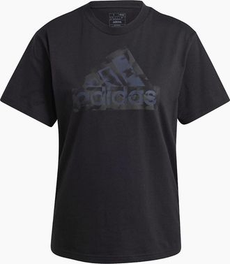 adidas Womens Logo Print Crew Neck Short Sleeve Jersey T-Shirt - Black - Size: 12