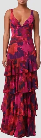 Lulus Imogen Tiered Chiffon Maxi Dress In Pink