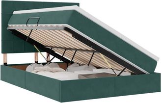 vidaXL Storage Bed with Mattress Dark Green 140 x 200 cm Velvet vidaXL