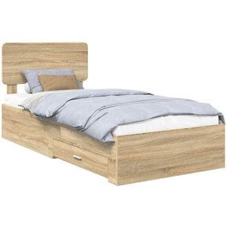 vidaXL Bed Frame with Headboard Sonoma Oak 90 x 190 cm Engineered Wood vidaXL