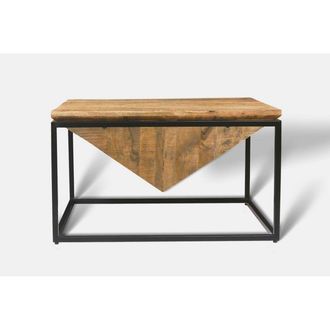 Jaipur Furniture Industrial Diamond Coffee Table - Mango Wood/Iron - L80 x W80 x H47 cm - Mango PP Saw Finish in Brown