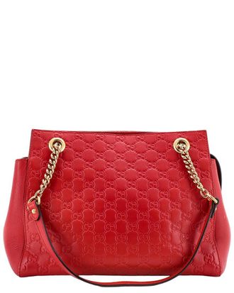 Gucci Red Guccissima Leather Soft Signature Shoulder Bag Medium (Authentic Pre-Loved)