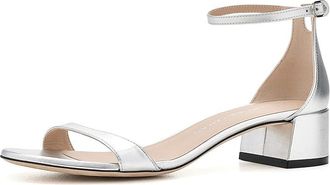 Stuart Weitzman Nudist Block 35 Womens Wedge Shoes Silver 1 : 7.5 M, Leather