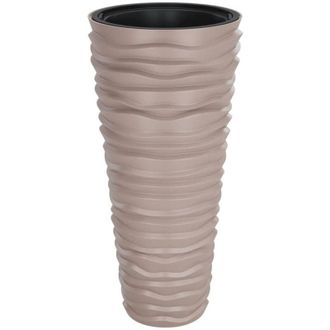vidaXL Planter with Removable Inner Mocha 18/45 L PP Grooved Look vidaXL