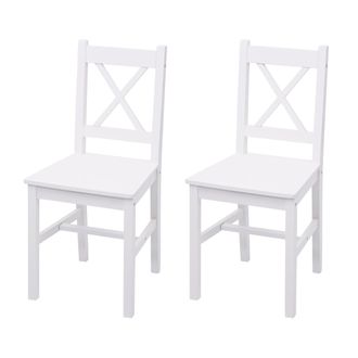 Hhg Hhg - Juego De 2 Sillas De Comedor 467, Sill&oacute;n Silla De Cocina, Madera Maciza Casa De Campo, Blanco
