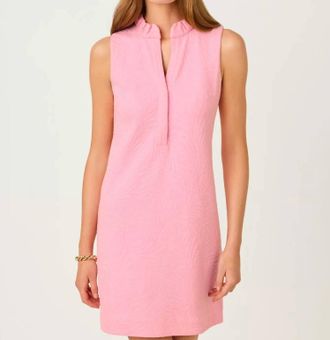 Lilly Pulitzer Elsey Shift Dress In Conch Shell Pink Leafy Knit Pucker Jacquard