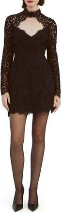 Bardot Lulani Lace Cutout Long Sleeve Minidress in Black at Nordstrom Rack, Size 2