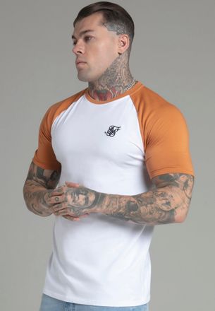Siksilk Camiseta Raglan amarillo y blanco para hombre SikSilk S