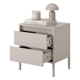 Dmora Comodino Gasalisa, 2 Cajones, Un Estante, Apertura Deslizante, 54x40x56h Cm Beige