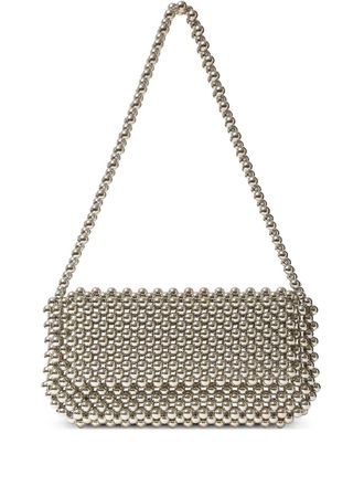 0711 Clover beaded shoulder bag - Silver