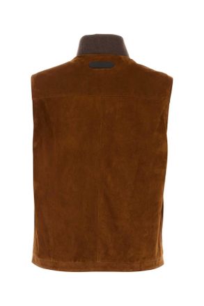 Brioni Mens Brown Suede Jacket T Leather Giacche E Gilet