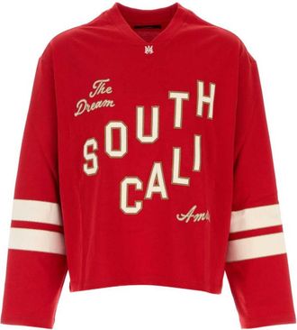 Amiri Red V Neck T-Shirt