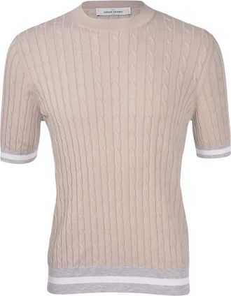 Gran Sasso T-shirt met ronde hals van gebreid katoen - Heren - Ronde hals truien - Beige - 2XL - Katoen - Truien & Vesten