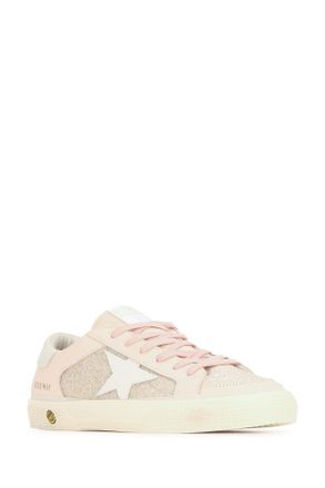 Golden Goose Boys May With Double Quarter And Toe Glitter Palepinkmilkgrey Sneaker