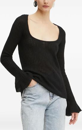 Pinko square-neck long-sleeve T-shirt - women - Fabric - S - Black