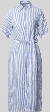 GANT Hemdblusenkleid aus Leinen mit Bindeg&uuml;rtel in Royal, Gr&ouml;&szlig;e 38