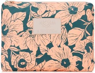 Aloha Collection Mid Flor Del Mar Water Resistant Tyvek Zip Pouch in Dark Teal/Peachy at Nordstrom