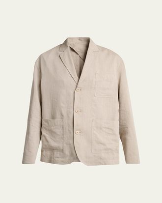 Jacquemus Mens Herringbone Linen-Blend Blazer