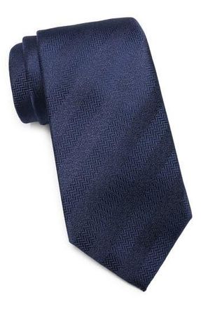 Tommy Hilfiger Herringbone Solid Stripe Tie in Navy at Nordstrom Rack