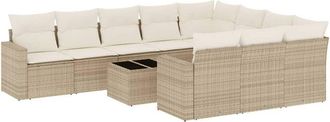 vidaXL Set De Sof&aacute;s De Jard&iacute;n 11pzas Con Cojines Rat&aacute;n Sint&eacute;tico Beige Vidaxl