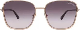 Tom Ford Fern Smoke Gradient Square Ladies Sunglasses FT1029 28B 57