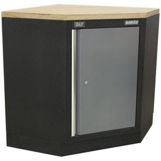 Loops 865mm Modular Corner Floor Cabinet - Adjustable Shelf - Lockable Door - 2 Keys