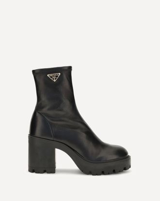 Prada Stretch leather platform ankle Boots Female 37.5