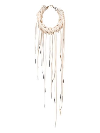 Dries Van Noten lace-fringe necklace - women - Cotton/Brass - One Size - Neutrals
