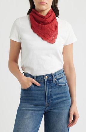 Madewell Embroidered Floral Eyelet Organic Cotton Bandana in Bandana Eyelet Chilli Pepper at Nordstrom