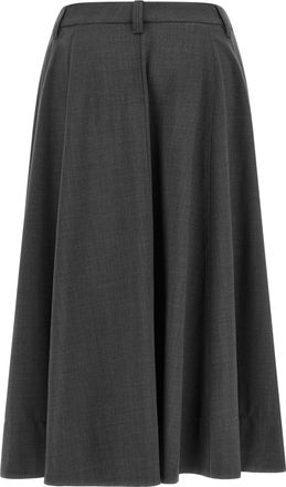 Brunello Cucinelli Womens Gray Virgin Wool Midi Skirt